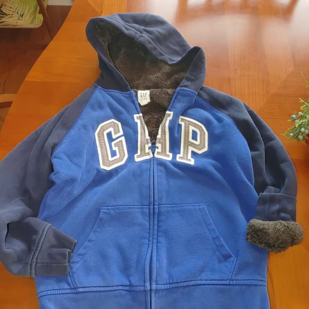 Gap Sherpa Lined Hoodie Sweatshirt Youth Large (10/12)